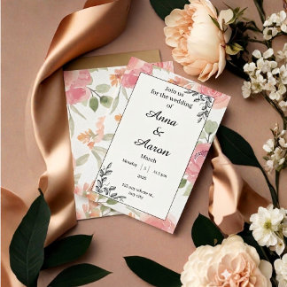 Faire-part de mariage de jardin de printemps coule