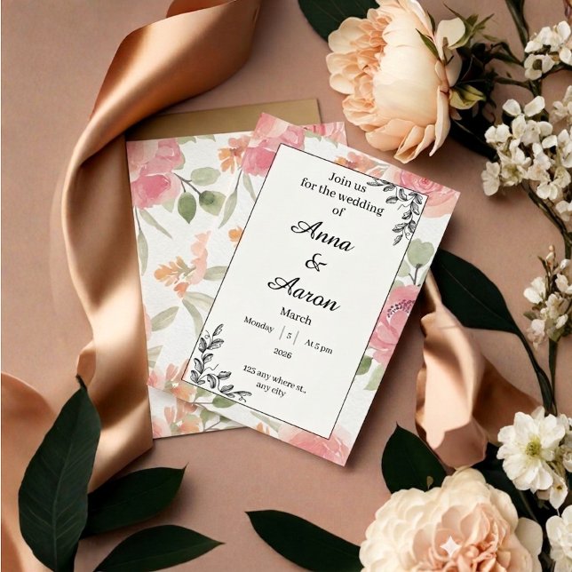 Faire-part de mariage de jardin de printemps coule (Créateur téléchargé)