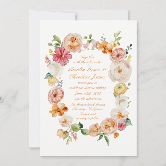 Faire-part de mariage de jardin d'été Renoncule (Devant)