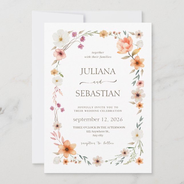 Faire-part de mariage de jardin floral de fleurs s (Devant)