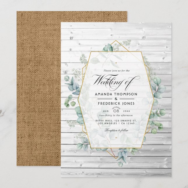 Faire-Part de Mariage de Jardin Géométrique Eucaly (Devant / Derrière)