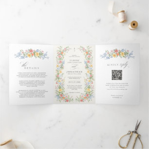 Faire-part de mariage de jardin orné pastel doux