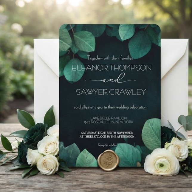 Faire-part de mariage de jardin vert luxuriant (Créateur téléchargé)