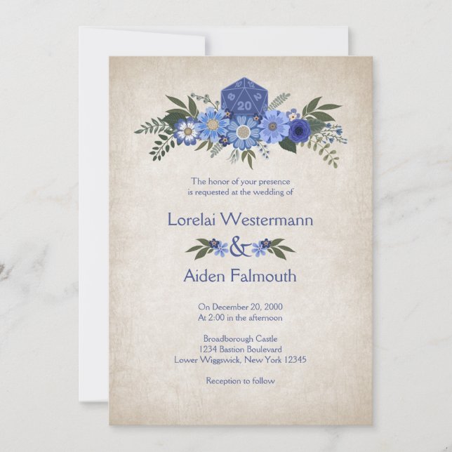 Faire-part de mariage de jeu de dés RPG (Devant)