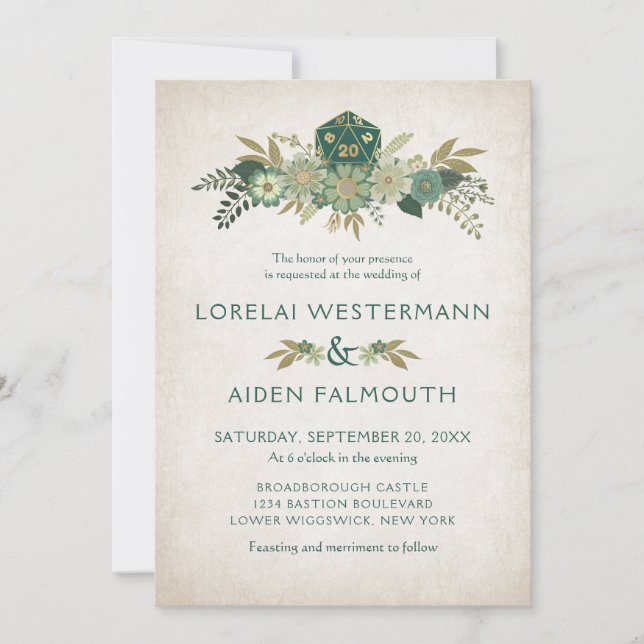 Faire-part de mariage de jeu de dés RPG (Devant)