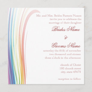 Faire-part de mariage de joie d'arc-en-ciel