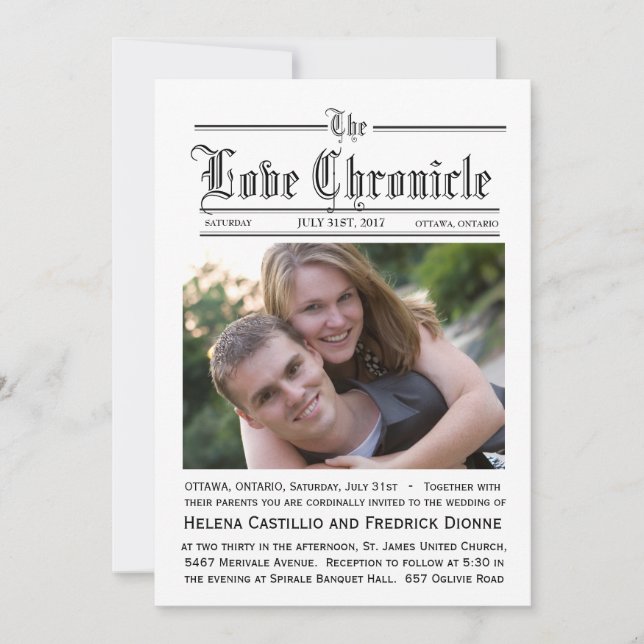 Faire-part de mariage de journal (Devant)