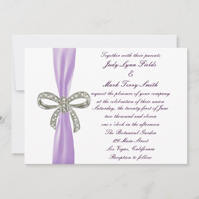 Faire-part de mariage de la boîte de diamant viole (Devant)