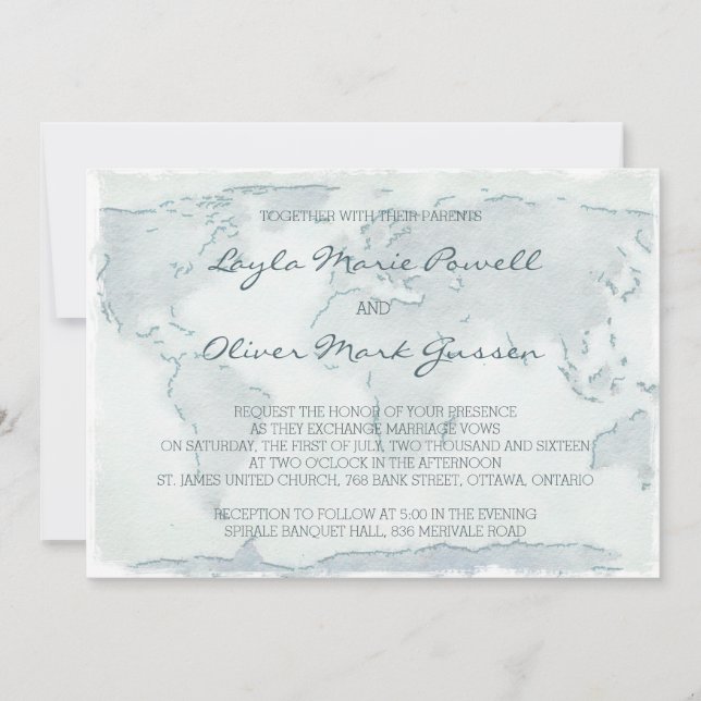 faire-part de mariage de la carte d'eau (Devant)
