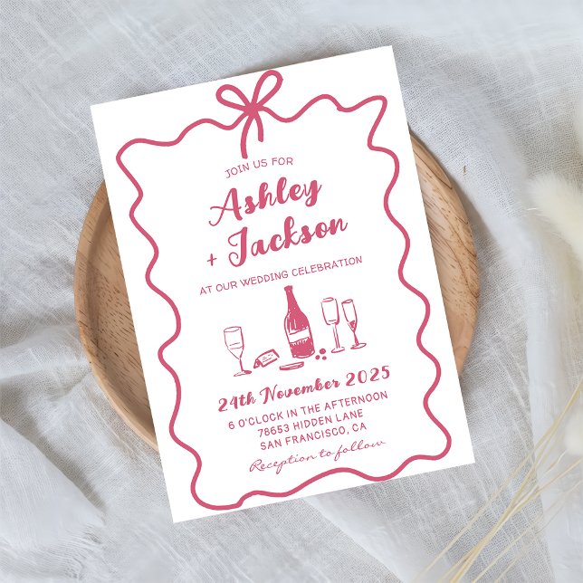 Faire-part de mariage de la corbeille en blanc ros (Créateur téléchargé)