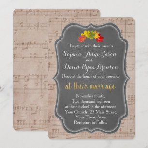 Faire-part de mariage de la feuille de musique rom