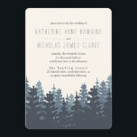 Faire-part de mariage de la forêt d'hiver<br><div class="desc">Choix rustique et chic pour les mariages en montagne, en forêt ou en hiver, notre faire-part de mariage de forêt d'hiver présente une bordure inférieure d'arbres à feuillage persistant hauts en silhouette dans des tons gris bleu fumé. Ajoutez les détails de votre mariage à l'aide des champs fournis, en gris...</div>