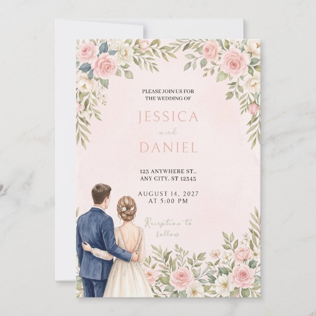 Faire-part de mariage de la mariée et du marié Flo (Devant)