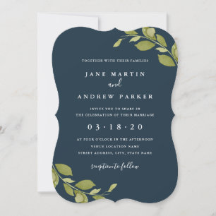 Faire-part de mariage de la marine botanique à feu