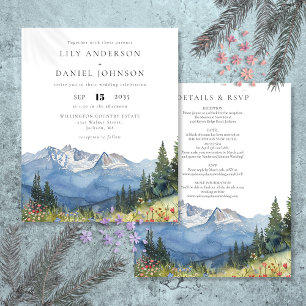 Faire-part de mariage de la montagne d'aquarelle b