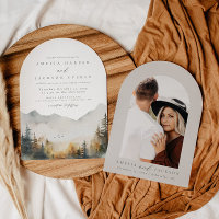 Faire-part de mariage de la montagne de l'aquarell