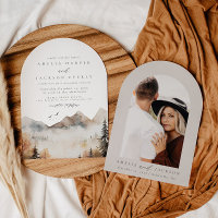 Faire-part de mariage de la montagne de l'aquarell