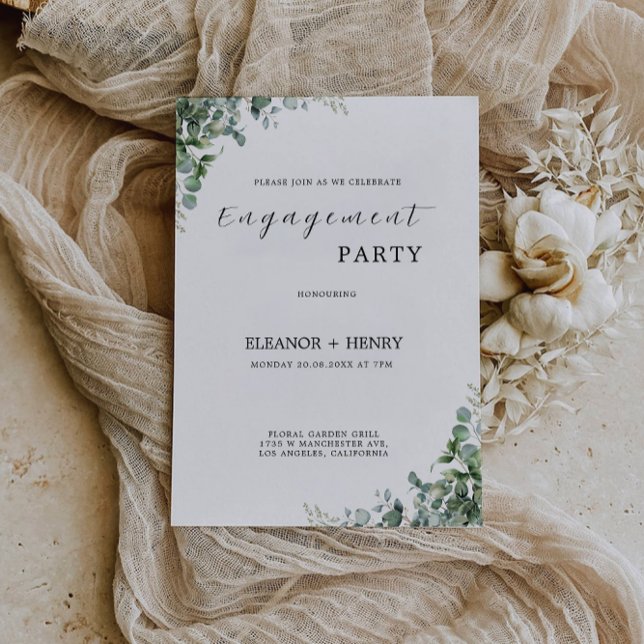 Faire-part de mariage de la partie de l'engagement (Greenery Engagement Party Wedding Invitation)