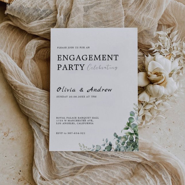 Faire-part de mariage de la partie de l'engagement (Greenery Engagement Party Wedding Invitation)