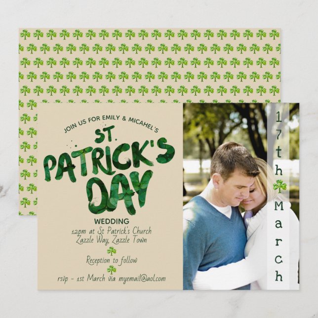 Faire-part de mariage de la Saint Patrick - AJOUTE (Devant / Derrière)