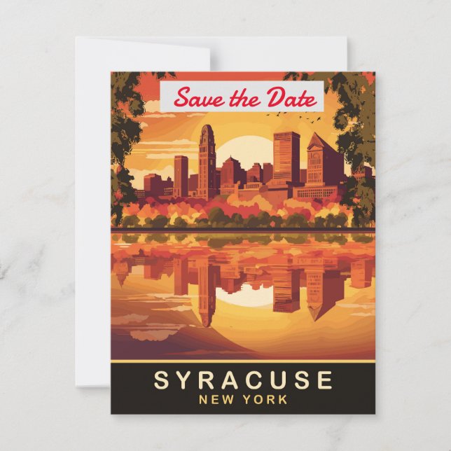 Faire-part de mariage de la skyline de Syracuse Ne (Devant)