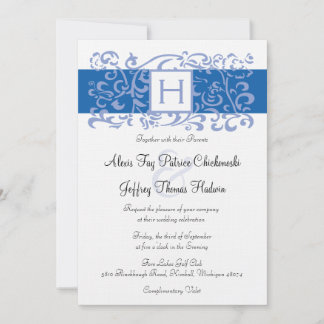 Faire-part de mariage de la vigne de Monogramme bl
