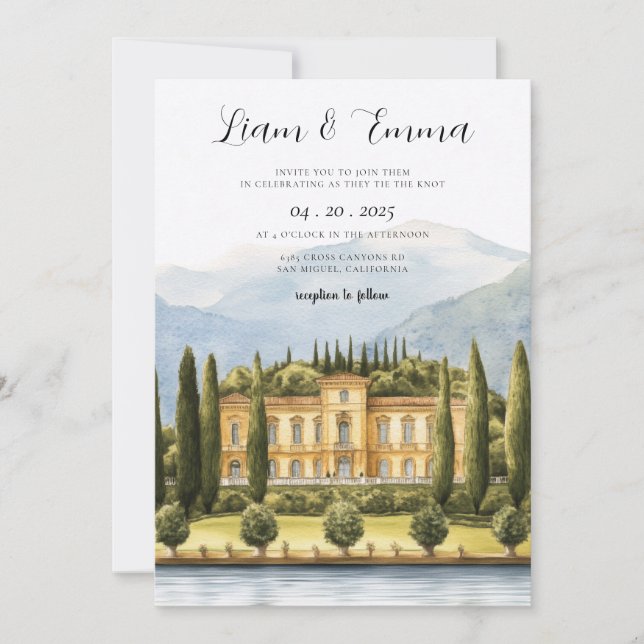 Faire-part de mariage de la Villa del Balbianello  (Devant)