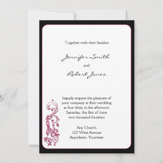 Faire-part de mariage de l'angle arrondi rose de l