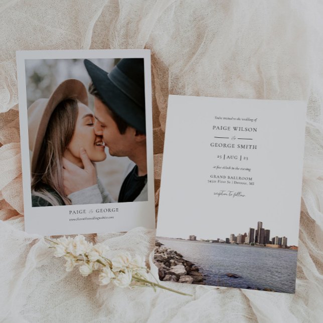 Faire-part de mariage de l'aquarelle Detroit Michi (Créateur téléchargé)