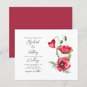 Faire-part de mariage de l'aquarelle rouge budget