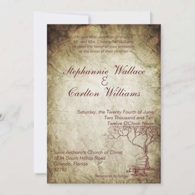 Faire-part de mariage de l'arbre automne (Devant)