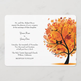 Faire-part de mariage de l'arbre d'automne