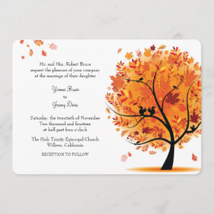 Faire-part de mariage de l'arbre d'automne