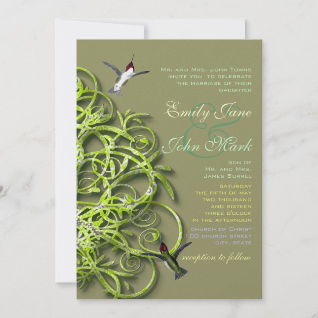 Faire-part de mariage de l'arbre de citron vert de (Devant)
