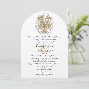 Faire-part de mariage de l'arbre de rotation d'or