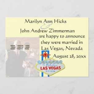 Faire-part de mariage de Las Vegas avec la photo