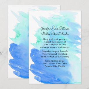 Faire-part de mariage de lavage bleu et vert Water