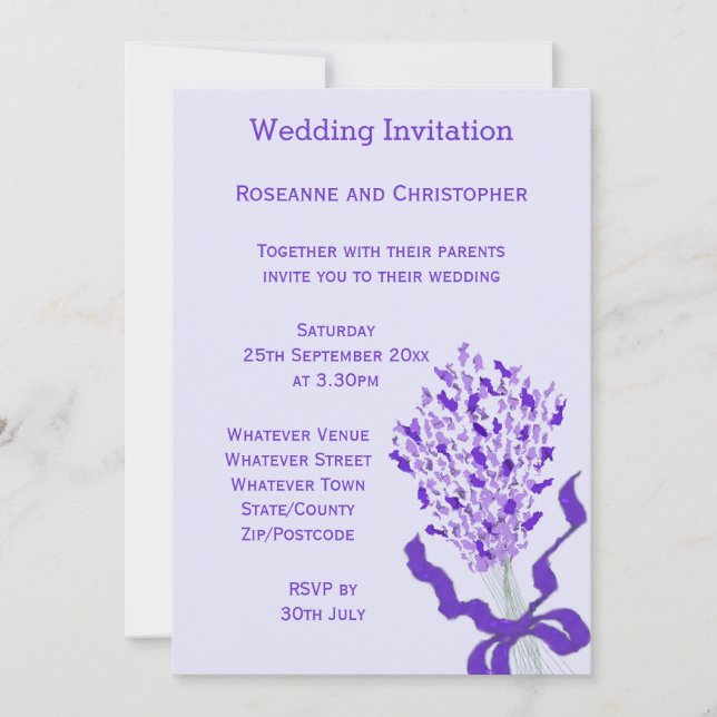 Faire-part de mariage de Lavande (Devant)