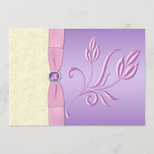 Faire-part de mariage de lavande, de rose et