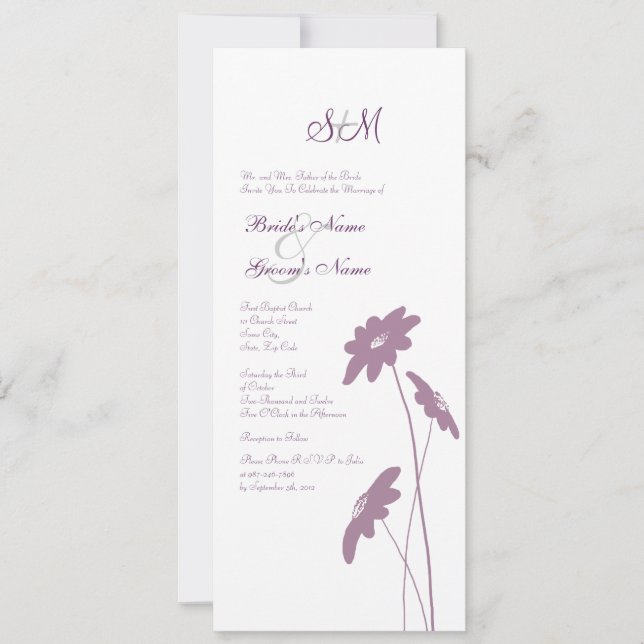 Faire-part de mariage de Lavande et de Fleurs sauv (Devant)