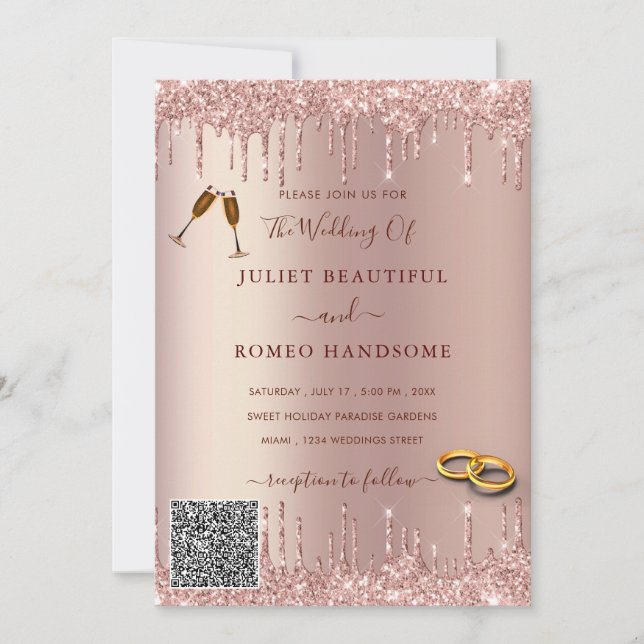 Faire-part de mariage de lecteur de broyage or Ros (Devant)