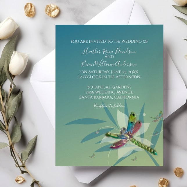 Faire-part de mariage de libellule de repos (Resting Dragonfly Wedding Invitation)