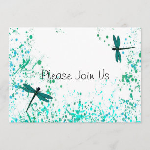 Faire-part de mariage de libellules turquoises