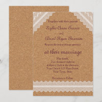 Faire-part de mariage de liège à vin en dentelle v