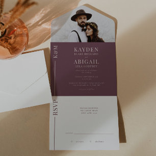 Faire-part de mariage de ligne Mauve