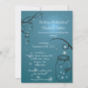 Faire-part de mariage de luciole Mason Jar Bleu Tu