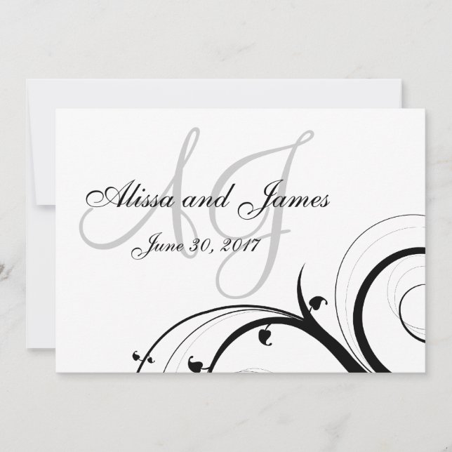 Faire-part de mariage de luxe de monogramme de (Devant)