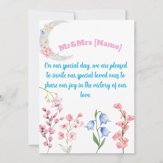 Faire-part de mariage de M. et Mme avec fleurs et  (Devant)