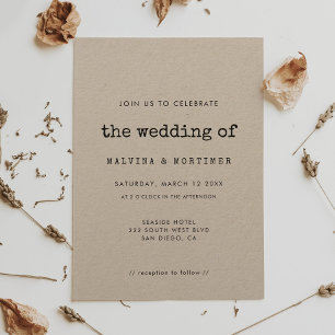 faire-part de mariage de machine à écrire minimali