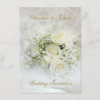 Faire-part de mariage de magnifiques roses blanche